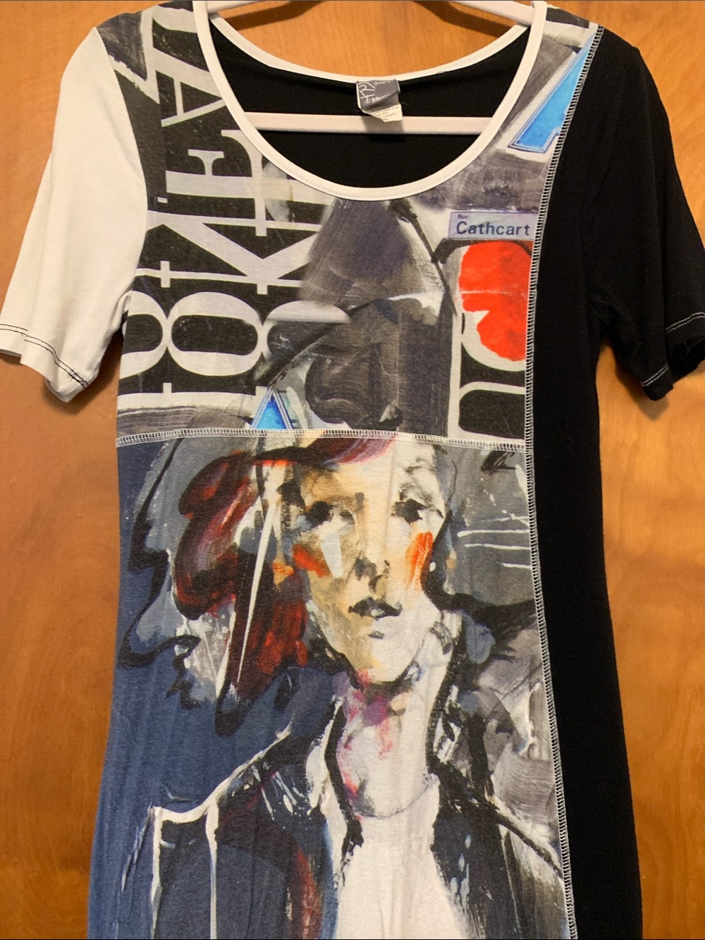 Artistic Panel Tee Dress with Painterly Portrait